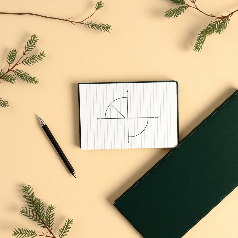 Overhead flat-lay with mechanical pencil, ruled notepad with risk partition diagram, and dark green document folio